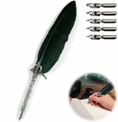 Schreibfeder Set,Kalligraphie Set,Kalligraphie Füller,Kaligraphiestifte Set,Kalligraphie,Calligraphy Set,Feder Zum Schreiben,Kaligraphiestift,mit 5 Edelstahlspitzen, Perfekt für Kalligraphie Anfänger von TUKNN