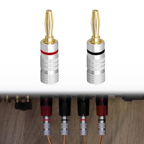 TUKNN Bananenstecker als Set, Bananenstecker für Lautsprecherkabel, Steckverbinder als Set, Vergoldet Schraubbar für Lautsprecherkabel Boxenkabel, für HiFi Receiver Verstärker, 4.5mm, 2 Stück TUKNN Bananenstecker als Set, Bananenstecker für Lautsprecherkabel, Steckverbinder als Set, Vergoldet Schraubbar für Lautsprecherkabel Boxenkabel, für HiFi Receiver Verstärker, 4.5mm, 2 Stück von TUKNN
