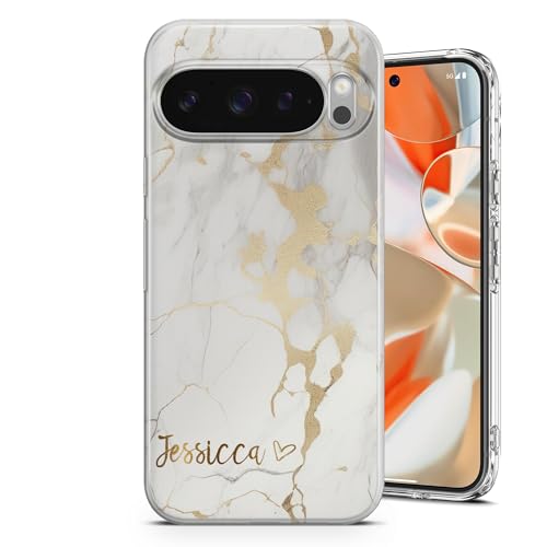 Personalisierte Handyhülle für Google Pixel 9/9 Pro - Klare Soft Gel mit individuellem Druck, stilvollem Marmor-Design Ihrem eigenen Name Text - Herz Personalisierte Handyhülle für Google Pixel 9/9 Pro - Klare Soft Gel mit individuellem Druck, stilvollem Marmor-Design Ihrem eigenen Name Text - Herz von TULLUN