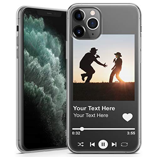 Personalisierte Handyhülle für iPhone 14 Plus - Clear Soft Gel Custom Cover Foto Musik Song Album Ihr eigenes Design - Weißer Text von TULLUN
