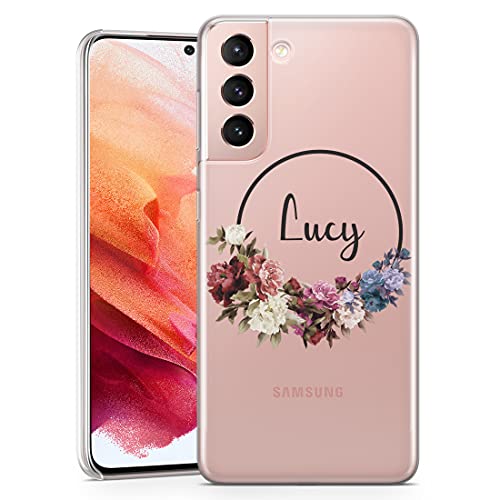 TULLUN Personalisierte Handyhülle für Samsung Galaxy A31 - Klare Hartplastik Benutzerdefinierte Blumen Design Name Buchstabe Initialen Name Text - Name von TULLUN
