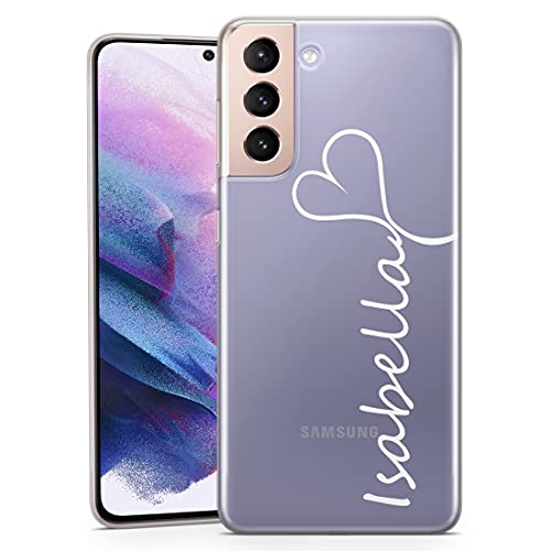 TULLUN Personalisierte Handyhülle für Samsung Galaxy A31 - Klare Soft Gel Benutzerdefinierte Marmor Name & Herz Design Buchstabe Initialen Text Idea Stil - Name Klar von TULLUN