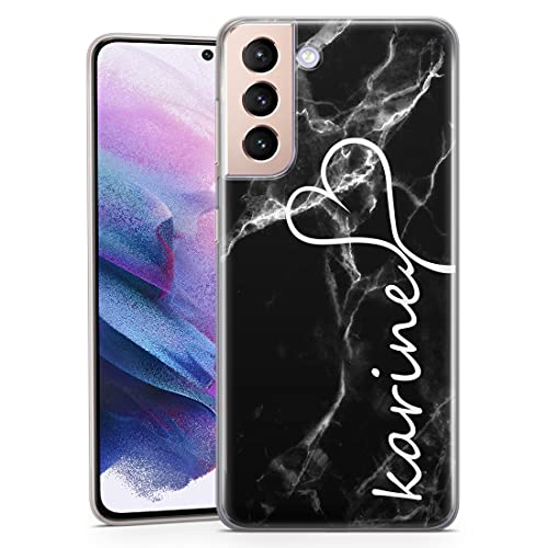 TULLUN Personalisierte Handyhülle für Samsung Galaxy A52 / A52 5G - Klare Soft Gel Benutzerdefinierte Marmor Name & Herz Design Buchstabe Initialen Text Idea Stil - Schwarz Marmor TULLUN Personalisierte Handyhülle für Samsung Galaxy A52 / A52 5G - Klare Soft Gel Benutzerdefinierte Marmor Name & Herz Design Buchstabe Initialen Text Idea Stil - Schwarz Marmor von TULLUN