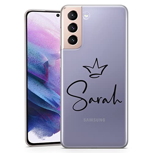 Personalisierte Handyhülle für Samsung Galaxy S21 plus 5G - Klare Soft Gel Benutzerdefinierte Süß Hand Gezeichnetes Symbol Design Stil Buchstabe Initialen Name Text Stil - Schwarz Krone Symbol Name Personalisierte Handyhülle für Samsung Galaxy S21 plus 5G - Klare Soft Gel Benutzerdefinierte Süß Hand Gezeichnetes Symbol Design Stil Buchstabe Initialen Name Text Stil - Schwarz Krone Symbol Name von TULLUN