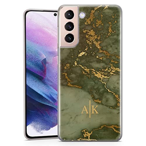 TULLUN Personalisierte Handyhülle für Samsung Galaxy S22 Ultra 5G - Klare Weicher Gel Schutzhülle Herbststimmung Gold Marmor Design Initialen Name Stil - Grüne Gold Marmor TULLUN Personalisierte Handyhülle für Samsung Galaxy S22 Ultra 5G - Klare Weicher Gel Schutzhülle Herbststimmung Gold Marmor Design Initialen Name Stil - Grüne Gold Marmor von TULLUN