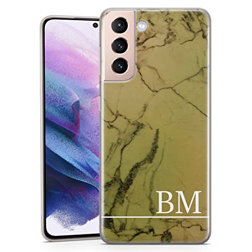 TULLUN Personalisierte Handyhülle für Samsung Galaxy S23 Ultra - Klare Weicher Gel Schutzhülle Herbststimmung Gold Marmor Design Initialen Name Stil - Weiß Initialen TULLUN Personalisierte Handyhülle für Samsung Galaxy S23 Ultra - Klare Weicher Gel Schutzhülle Herbststimmung Gold Marmor Design Initialen Name Stil - Weiß Initialen von TULLUN