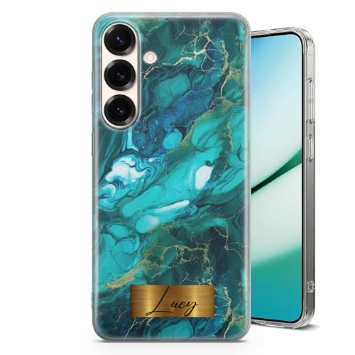 TULLUN Personalisierte Handyhülle für Samsung Galaxy S9 Plus - Klare Soft Gel mit individuellem Druck, stilvollem Marmor-Design Ihrem eigenen Name Text - Smaragdgrün TULLUN Personalisierte Handyhülle für Samsung Galaxy S9 Plus - Klare Soft Gel mit individuellem Druck, stilvollem Marmor-Design Ihrem eigenen Name Text - Smaragdgrün von TULLUN