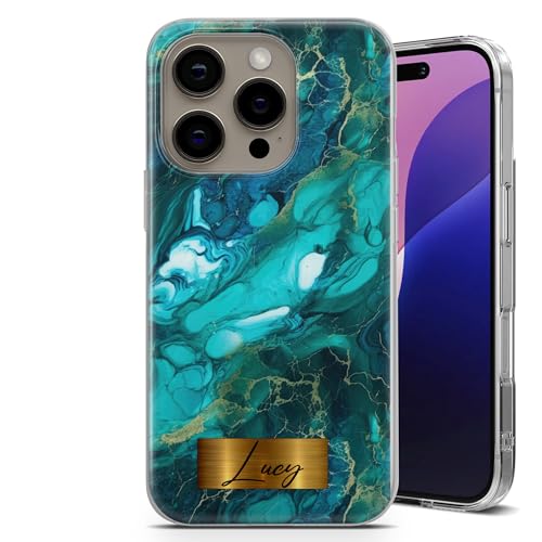TULLUN Personalisierte Handyhülle für iPhone 11 Pro Max - Klare Soft Gel mit individuellem Druck, stilvollem Marmor-Design Ihrem eigenen Name Text - Smaragdgrün TULLUN Personalisierte Handyhülle für iPhone 11 Pro Max - Klare Soft Gel mit individuellem Druck, stilvollem Marmor-Design Ihrem eigenen Name Text - Smaragdgrün von TULLUN