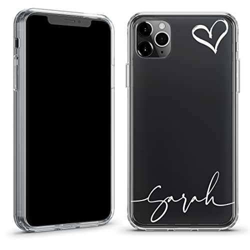 TULLUN Personalisierte Handyhülle für iPhone 13 Pro Max - Name & Herz Brauch Durchsichtige Hybrid TPU Bumper & Hart Rückschale Schutzhülle Case - Weiß Ecke Herz TULLUN Personalisierte Handyhülle für iPhone 13 Pro Max - Name & Herz Brauch Durchsichtige Hybrid TPU Bumper & Hart Rückschale Schutzhülle Case - Weiß Ecke Herz von TULLUN