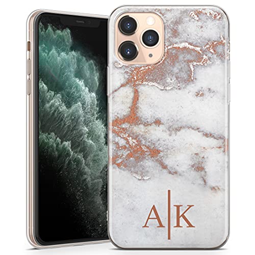 TULLUN Personalisierte Handyhülle für iPhone 14 Pro - Klare Soft Gel Benutzerdefinierte Roségold Marmor V2 Design Buchstabe Initialen Name Text Stil - Initialen TULLUN Personalisierte Handyhülle für iPhone 14 Pro - Klare Soft Gel Benutzerdefinierte Roségold Marmor V2 Design Buchstabe Initialen Name Text Stil - Initialen von TULLUN