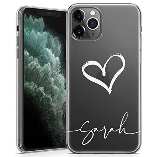TULLUN Personalisierte Handyhülle für iPhone 15 Pro - Klare Soft Gel Benutzerdefinierte Schutzhülle Herz Name Design Buchstabe Initialen Text - Weiß Unter Name TULLUN Personalisierte Handyhülle für iPhone 15 Pro - Klare Soft Gel Benutzerdefinierte Schutzhülle Herz Name Design Buchstabe Initialen Text - Weiß Unter Name von TULLUN