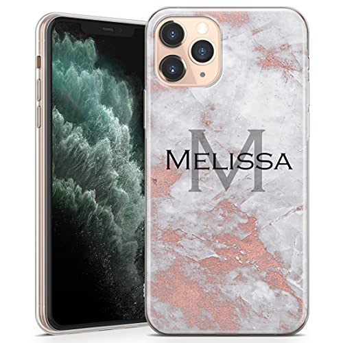 TULLUN Personalisierte Handyhülle für iPhone SE 2020 / SE 2022 - Klare Soft Gel Benutzerdefinierte Roségold Marmor V2 Design Buchstabe Initialen Name Text Stil - Name Initialen TULLUN Personalisierte Handyhülle für iPhone SE 2020 / SE 2022 - Klare Soft Gel Benutzerdefinierte Roségold Marmor V2 Design Buchstabe Initialen Name Text Stil - Name Initialen von TULLUN