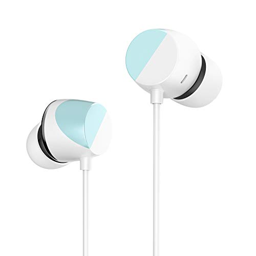 TUNAI Piano In Ear Kopfhörer - Hochauflösende Ohrhörer mit Zwei Treibern für extra Bass - Mit Mic - In-Ear Buds zum Laufen - 3,5mm Klinkenbuchse für Android, iOS (Himmelblau) von TUNAI