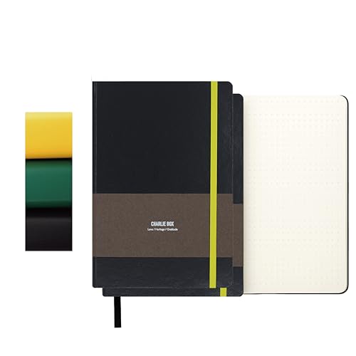 TUNJILOOL 2er Pack A6 Dotted Notizbuch - Leder, 192 Seiten, 80GSM, Gummiband & Innentasche von TUNJILOOL