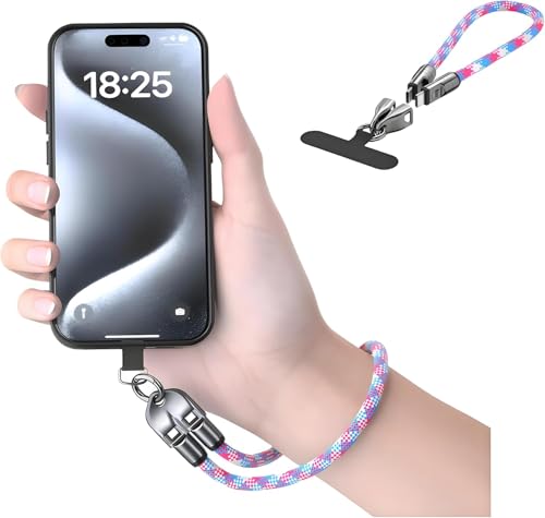 TUNKIA Handykette Ladekabel 2 in 1, Ladekabel für Handy Lanyard, PD 240W Typ C Kabel für Handykette Universal, USB C Kabel USB C Schnellladekabel Handyband (Rosa, 0.3m) von TUNKIA