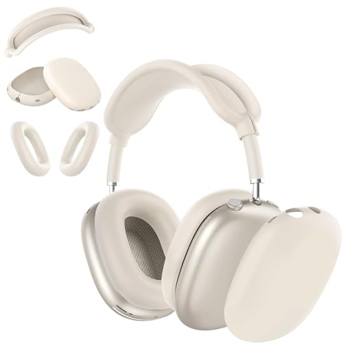 3 in 1 Silikonhülle für AirPods Max Kopfhörer, Anti-Kratzer Ohrpolster/Ohrmuscheln/Stirnband für AirPod Max, Zubehör Silikon Protector für Apple AirPods Max (Starlight) von TUNYINSH