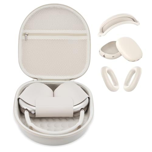 Schutzhülle für Apple Airpods Max Kopfhörer, Reise-Kopfhörer, Hartschalen-Schutzhülle, Netztasche mit Reißverschluss für Ladegerät und Zubehör (Starlight-Hülle und Abdeckung) von TUNYINSH