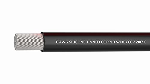 8.37 mm² Silikon-Kabel, Batterie-Kabel 10 Fuß schwarz weich und flexibel 8 AWG Silikon-Draht 1650 Stränge verzinnter Kupferdraht für RC Flugzeug Auto Batterie Klemmkabel von TUOFENG