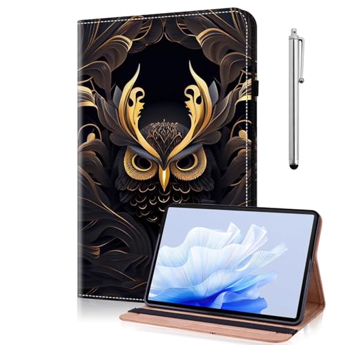 TUOLISG Galaxy Tab S5e Hülle T720,PU Leder Flip Case Brieftasche Stifthalter Tablet Schutzhülle mit Stylus Stift für Samsung Galaxy Tab SM-T720/T725 (2019) 10.5" Tablette -Eule von TUOLISG