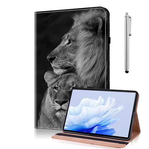 TUOLISG Galaxy Tab S5e Hülle T720,PU Leder Flip Case Brieftasche Stifthalter Tablet Schutzhülle mit Stylus Stift für Samsung Galaxy Tab SM-T720/T725 (2019) 10.5" Tablette -Löwe von TUOLISG