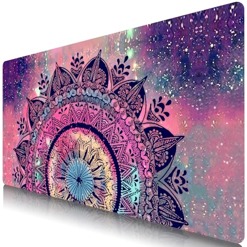 TUOLISG Mauspad 900x400-Speed Gaming Mousepad XXL-großes Mauspad-XXL mauspads mit Motiv-Tischunterlage Large Size-verbessert Präzision und Geschwindigkeit Gummiunterseite -Mandala von TUOLISG