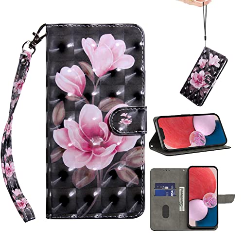 TUOLISG Handyhülle Samsung Galaxy S24 5G Hülle,PU Leder Flip Wallet Case Schutzhülle mit Kartenfächer und Standfunktion für Samsung Galaxy S24 5G -Lotus von TUOLISG