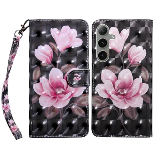 TUOLISG Handyhülle Samsung Galaxy S24 Plus 5G Hülle,PU Leder Flip Wallet Case Schutzhülle mit Kartenfächer und Standfunktion für Samsung Galaxy S24 Plus 5G -Lotus von TUOLISG