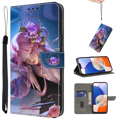 TUOLISG Handyhülle für Samsung Galaxy A12 / M12 Hülle,PU Leder Flip Wallet Case Schutzhülle mit Kartenfächer und Standfunktion für Samsung Galaxy A12 / M12 -Dornröschen von TUOLISG