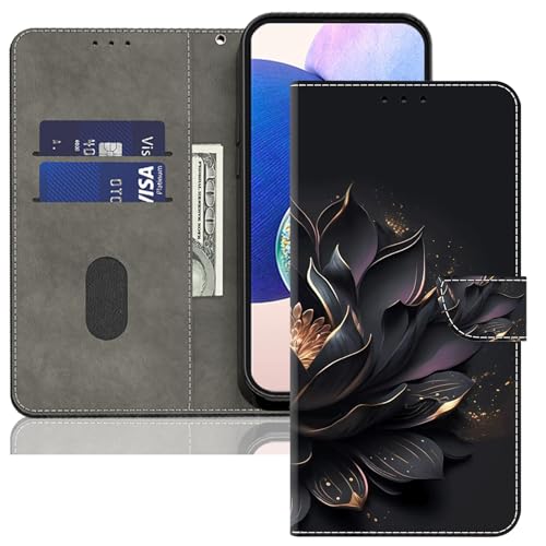 TUOLISG Handyhülle für Samsung Galaxy A72 4G/5G Hülle,PU Leder[Kartenfach][Standfunktion] Klapphülle Flip Wallet Case Klappbar Schutzhülle für Samsung Galaxy A72 -Lila Lotus von TUOLISG