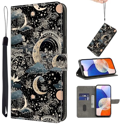 TUOLISG Handyhülle für Samsung Galaxy S24+/S24 Plus 5G Hülle,Premium PU Leder Brieftasche [Magnet][Standfunktion][Kartenfächern] Schutzhülle Klapphülle Flip Case für Galaxy S24+ Plus -Mond von TUOLISG
