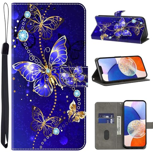 TUOLISG Handyhülle für Samsung Galaxy S9 Hülle,Stoßfest Schutzhülle Samsung Galaxy S9 Leder Wallet Kartenfach Standfunktion Klapphülle Hüllen Case Cover -Diamant Schmetterling von TUOLISG