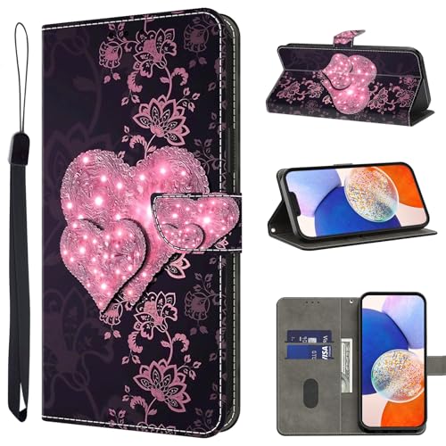 TUOLISG Handyhülle für Xiaomi Redmi Note 13 Pro 5G/Poco X6 5G Hülle(Nicht für 4G),Schutzhülle Redmi Note 13 Pro 5G Leder Wallet Kartenfach Stoßfest Klapphülle Hüllen Case Cover -Spitzenpfirsich von TUOLISG