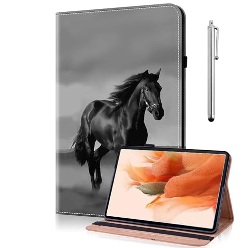 TUOLISG Hülle für Amazon Fire Max 11 (13. Generation, 2023) Folio Flip PU Leder Dünne Tablethülle für Kindle Fire 11 Tablet -Schwarzes Pferd von TUOLISG