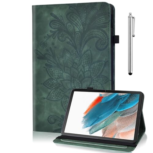 TUOLISG Hülle für Amazon Fire HD 8 & 8 Plus(12./10.Generation,2024/2022/2020) mit Stifthalter,PU Leder Multi-Winkel Shockproof Tablet Cover Case für Fire HD 8 Kids & Kids Pro-Grün von TUOLISG