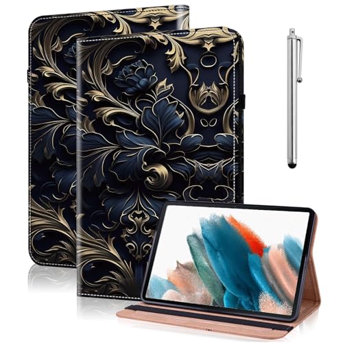 TUOLISG Hülle für Fire HD 10 Tablet(9. und 7. Generation - 2019 und 2017) mit Stift,Ultra Dünn PU Leder Brieftasche Ständer Klapp Tablet Kindle Fire HD 10 Hülle-Blaue Blume von TUOLISG