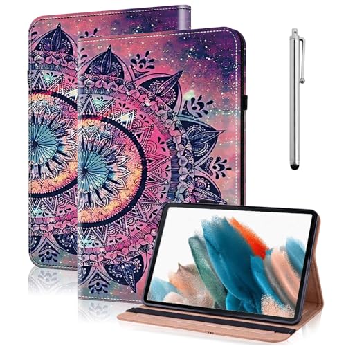 TUOLISG Hülle für Fire HD 10 Tablet(9. und 7. Generation - 2019 und 2017) mit Stift,Ultra Dünn PU Leder Brieftasche Ständer Klapp Tablet Kindle Fire HD 10 Hülle-Mandala von TUOLISG