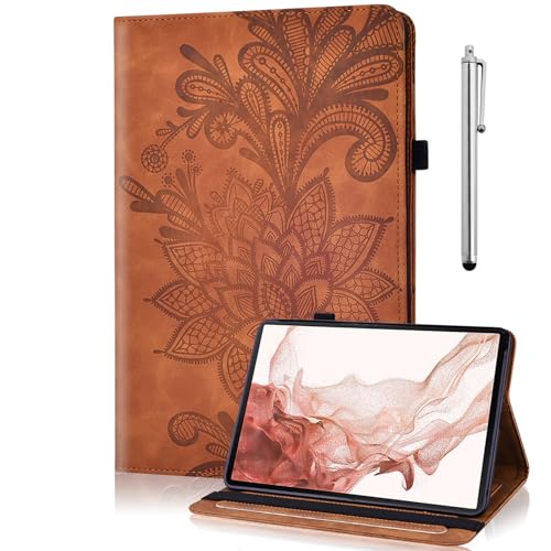 TUOLISG Hülle für Fire HD 10 Tablet (13. Gen, 2023 Release),PU Leder Tablette Schützhülle Multi-Winkel Ständer Cover Case mit Kartenschlitz für Fire HD 10 2023/2021/HD 10 Plus 2021 -Braun von TUOLISG