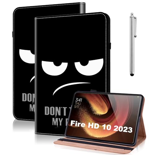 TUOLISG Hülle für Kindle Fire HD 10 & 10 Plus Tablet (13./11. Gen, 2023/2021) 10,1",PU Leder Schützhülle mit Auto Schlaf/Aufwach und Standfunktion für Fire HD 10 /HD 10 Plus 2023/2021-Nicht anfassen von TUOLISG