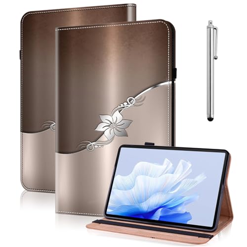 TUOLISG Hülle für Kindle Paperwhite (12th Generation 2024) und Kindle Colorsoft Signature Edition 7" 2024,Leichte PU Leder Faltbare Schutzhülle mit Auto Wake/Sleep-Silberne Blume von TUOLISG