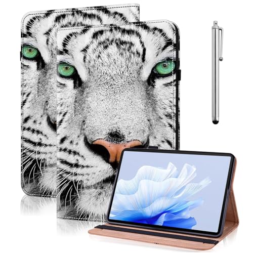 TUOLISG Hülle für Kindle Paperwhite (12th Generation 2024) und Kindle Colorsoft Signature Edition 7" 2024,Leichte PU Leder Faltbare Schutzhülle mit Auto Wake/Sleep-Weißer Tiger von TUOLISG