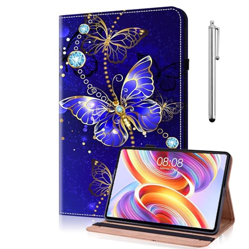 TUOLISG Hülle für Lenovo Tab M10 Plus 3rd Gen 10.6 Zoll 2022 (TB-125F/TB-128F),PU Leder Case Stoßfeste Robust Schutzhülle mit Stände,Handschlaufe für Lenovo M10 Plus 3. Gen-Schmetterling von TUOLISG