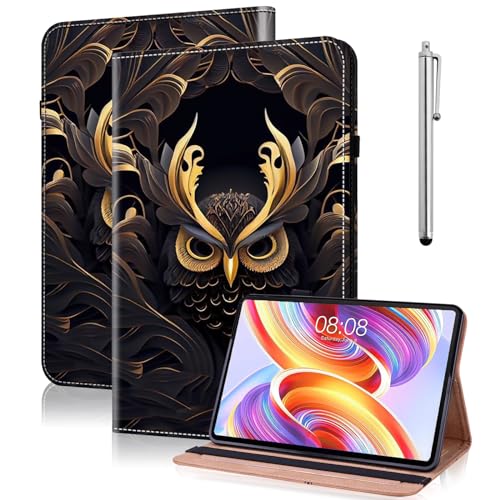 TUOLISG Hülle für Lenovo Tab M10 3rd Gen 10.1 Zoll 2022 (TB-328FU/TB-328XU), PU Leder Case Stoßfeste Robust Schutzhülle mit Ständer, Handschlaufe für Tabletten, Eule von TUOLISG