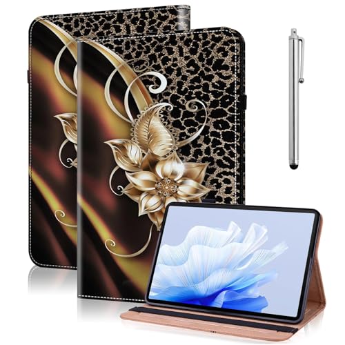 TUOLISG Hülle für Samsung Galaxy Tab A9 Plus Schutzhülle Galaxy Tab A9 Plus Multi-Winkel Ständer Flip Case Tablet für Samsung Tab A9 Plus 2023 -Metallische Blume von TUOLISG
