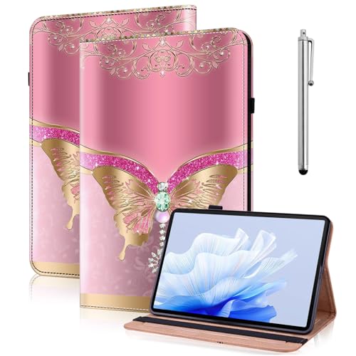 TUOLISG Hülle für Samsung Galaxy Tab A9 Plus Schutzhülle Galaxy Tab A9 Plus Multi-Winkel Ständer Flip Case Tablet für Samsung Tab A9 Plus 2023 -Rosa Schmetterling von TUOLISG