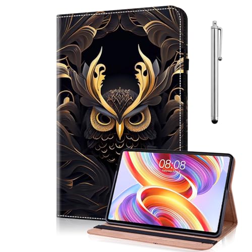 TUOLISG Hülle für Samsung Galaxy Tab S9 FE+ Plus/S9 Plus 12,4 Zoll 2024/2023 mit Stylus Stift, Stoßfeste Folio Ständer PU Leder Tablet Schutzhülle, Multi-Winkel Ansehen -Eule von TUOLISG