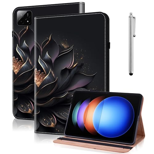 TUOLISG Hülle für Xiaomi Pad 6S Pro 12.4" 2024 Schutzhülle mit Stylus und Stifthalter,Ultra Dünn PU Leder Multi-Winkel Ständer Cover Case für Xiaomi Pad 6S Pro -Lila Lotus von TUOLISG