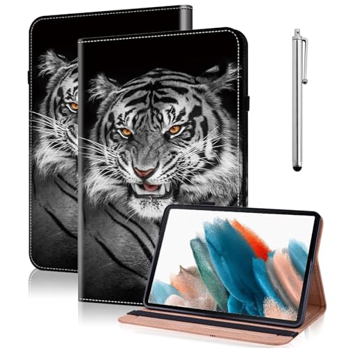 TUOLISG Hülle für iPad (A16) 11.Gen 11 Zoll 2025,iPad 10.Gen 10,9 Zoll mit Stift,PU Leder Flip Case Brieftasche Stifthalter Tablet Schutzhülle mit Auto Schlaf/Aufwach Funktion-Schwarzer Tiger von TUOLISG