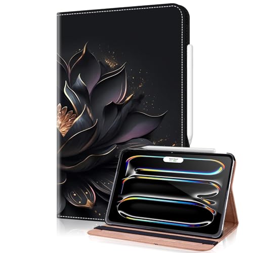 TUOLISG Hülle für iPad Pro 13 Zoll M4 (2024) Folio Flip PU Leder Stoßfeste Schutzhülle iPad Pro 13 Stand Wallet Cover Case Tablet,Unterstützt Pencil Pro/USB-C,Auto Schlafen/Wachen -Lila Lotus von TUOLISG