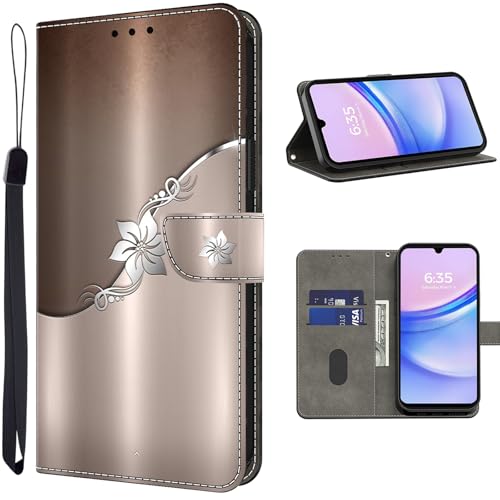 TUOLISG Lederhülle für iPhone 16 Hülle,Handyhülle für iPhone 16 Case,PU Leder Wallet Flip Case Stoßfeste Klapphülle mit Kartenfach-Silberne Blume TUOLISG Lederhülle für iPhone 16 Hülle,Handyhülle für iPhone 16 Case,PU Leder Wallet Flip Case Stoßfeste Klapphülle mit Kartenfach-Silberne Blume von TUOLISG