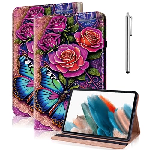 TUOLISG Hülle für Lenovo Tab M10 Plus 3rd Gen 10.6 Zoll 2022 (TB-125F/TB-128F),Ultradünne PU Leder Stoßfest Multi-Winkel Schutzhülle mit Auto Schlaf/Wach und Kartenschlitz-Bunter Schmetterling von TUOLISG